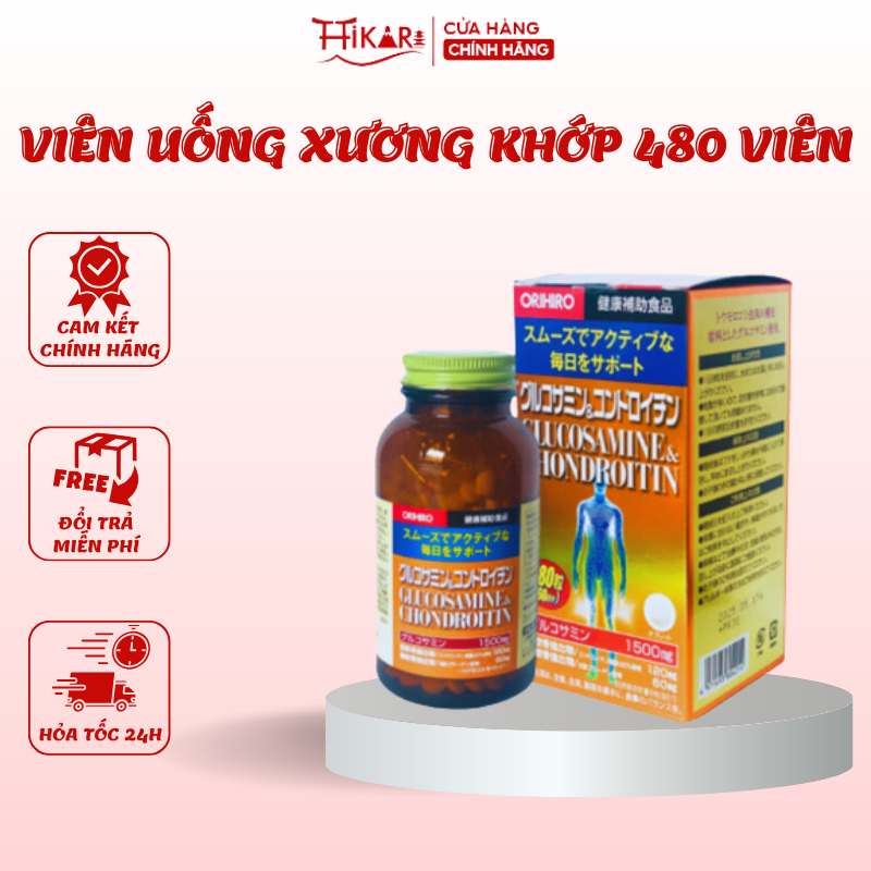 Viên uống bổ xương khớp cao cấp Glucosamine và Chondroitin Orihiro 480 viên hỗ trợ vận động xương khớp