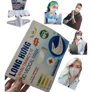 Khẩu trang y tế 3d Long hưng hộp 50 cái.