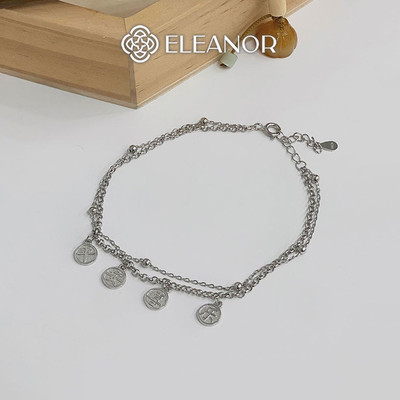 Vòng tay nữ bạc 925 Eleanor Accessories layer đính charm hình tròn phụ kiện trang sức lắc tay 7149