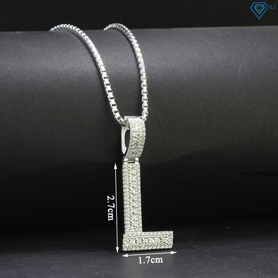 Dây chuyền nam, vòng cổ bạc chữ L đính đá phong cách cá tính DCA0138 - Trang Sức TNJ