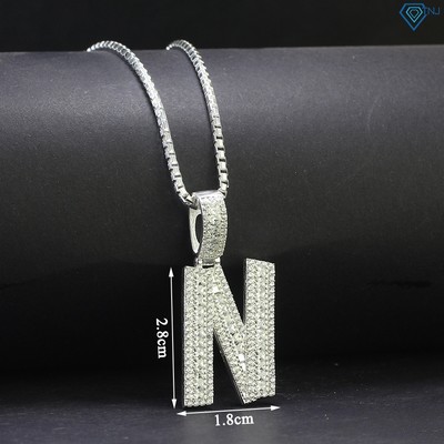 Dây chuyền nam, vòng cổ bạc chữ N đính đá phong cách cá tính DCA0138 - Trang Sức TNJ
