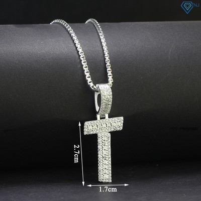 Dây chuyền nam, vòng cổ bạc chữ T đính đá phong cách cá tính DCA0138 - Trang Sức TNJ