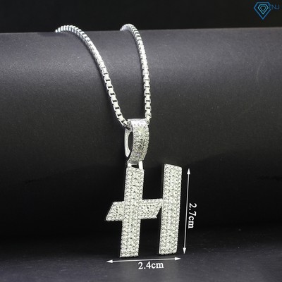 Dây chuyền nam, vòng cổ bạc chữ H đính đá phong cách cá tính DCA0138 - Trang Sức TNJ