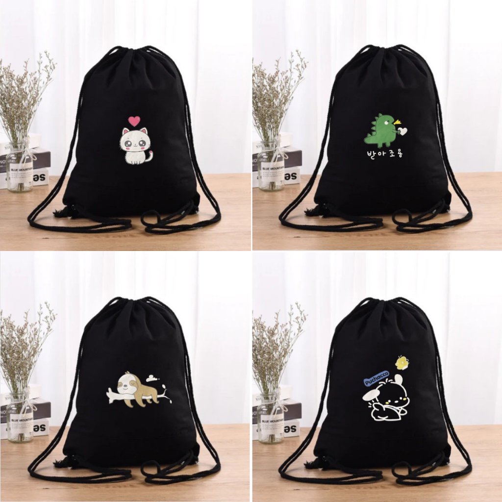 Balo túi rút thời trang nam nữ Baloha vải chống thấm nước đựng sách vở đồ dùng phong cách hàn quốc