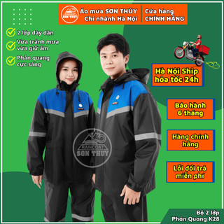  Áo mưa bộ 2 lớp Phản Quang K28 Sơn Thủy vải dù tránh mừa chống lạnh có size cho người Bigsize 