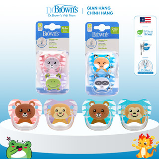 Bộ 2 ty ngậm Dr.Brown's dành cho bé từ 0-6 tháng và 6-18 tháng.