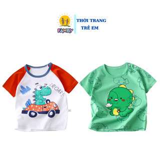 Áo phông tay ngắn bé trai mùa hè FAMBY cotton thoáng mát QC size cho bé từ 10-26kg
