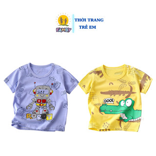 Áo thun tay ngắn cho bé trai mùa hè FAMBY họa tiết cotton quần áo trẻ em mới ACTBT02