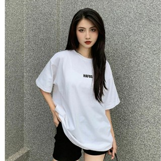 Áo thun tay lỡ co size unisex in su nổi HAFOS