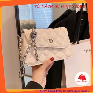 Túi xách đeo chéo đeo vai chữ D nắp vát da bóng trơn sang chảnh PK 679