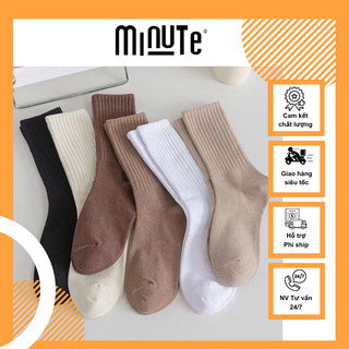  Tất vớ nam nữ cao cổ nhiều màu BASIC phong cách Hàn Quốc, Tất dệt kim thoáng khí co giãn  4 chiều