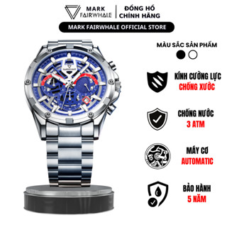 Đồng hồ nam thạch anh Mark Fairwhale dây thép size 43mm dạ quang kim và vạch giờ,đồng hồ đeo tay nam thể thao chống xước
