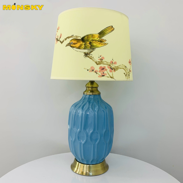 Đèn ngủ để bàn MONSKY 1982 gốm sứ cao cấp- kèm bóng led