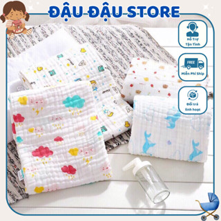 KHĂN TẮM 6 LỚP , KHĂN QUẤN XÔ MUSLIN 6 LỚP MỀM MẠI , AN TOÀN CHO BÉ KÍCH THƯỚC 110x110cm Đậu Đậu Store