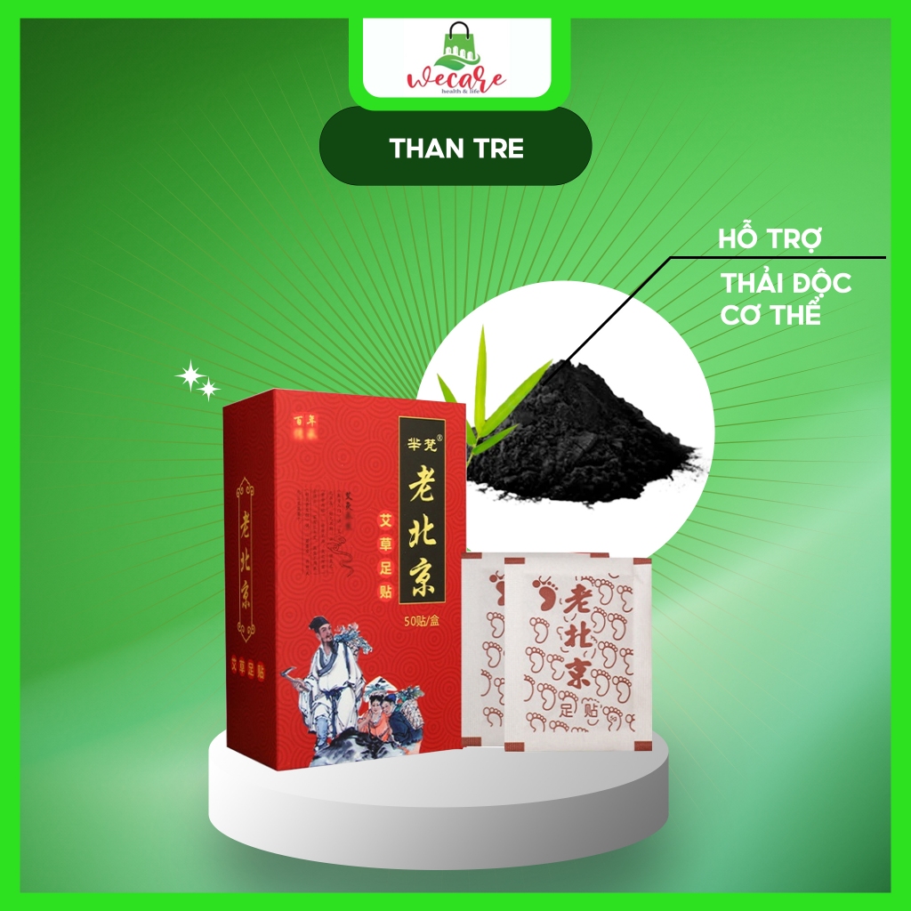 50 Miếng dán chân thải độc Ngải Cứu Lão Bắc Kinh hỗ trợ ngủ ngon, dưỡng da