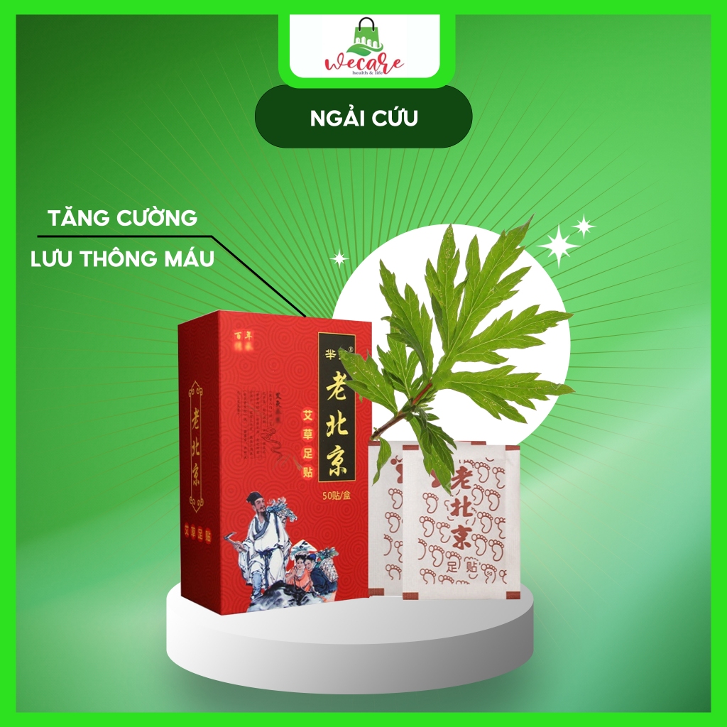 50 Miếng dán chân thải độc Ngải Cứu Lão Bắc Kinh hỗ trợ ngủ ngon, dưỡng da