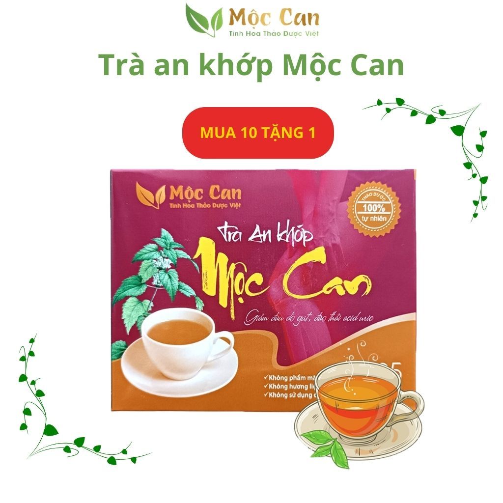 Trà xương Khớp Mộc Can hỗ trợ bệnh gút, giảm viêm đau, thoái hóa khớp, khô khớp, đào thải acid uric, 1 hộp 25 túi lọc