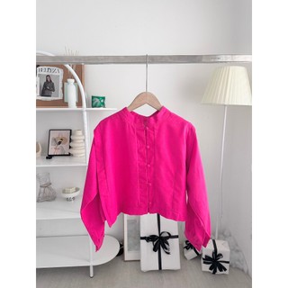 A486 Áo somi linen cúc bọc AUDREY