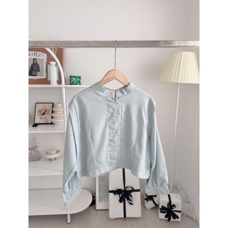 A486 Áo somi linen cúc bọc AUDREY