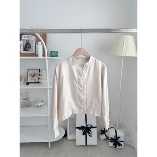 A486 Áo somi linen cúc bọc AUDREY
