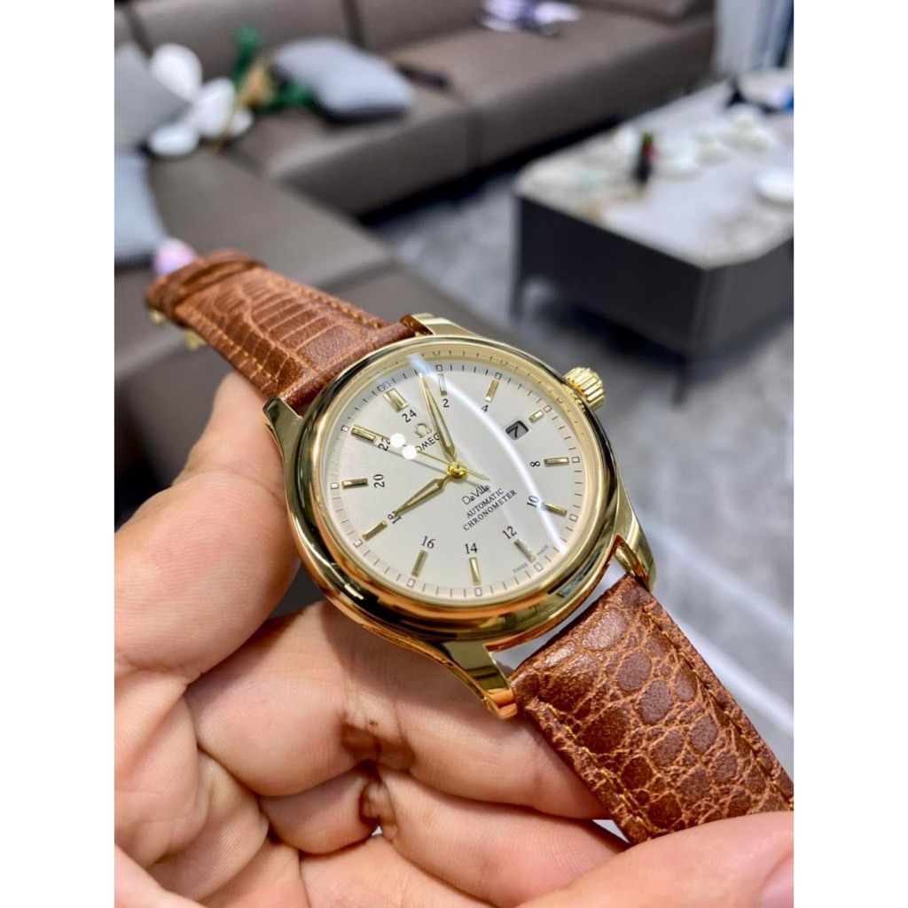Đồng Hồ Nam OMEGA Dây Da - 2 Màu