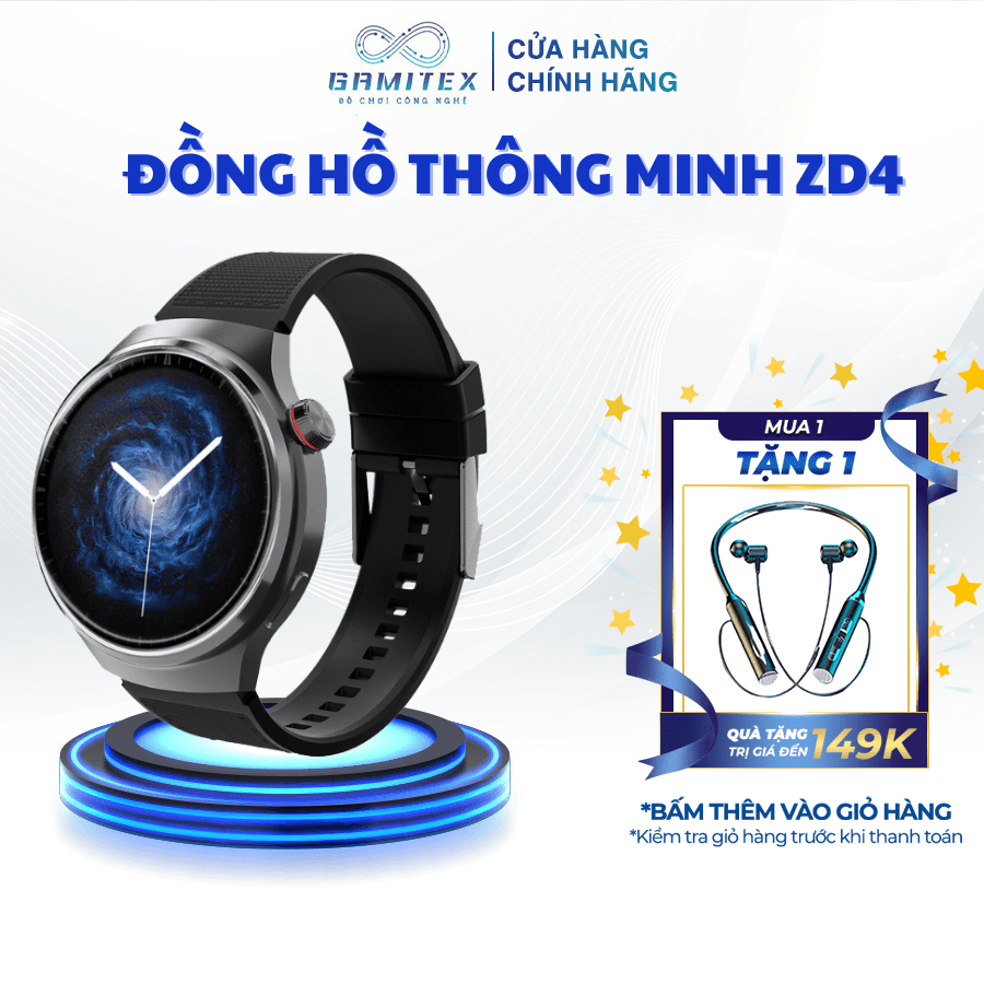Đồng hồ thông minh ZD4 PRO, Smart Watch chất lượng cáo, thể thao, chống nước, trang bị giọng nói AI, màn hình 1.5 inch