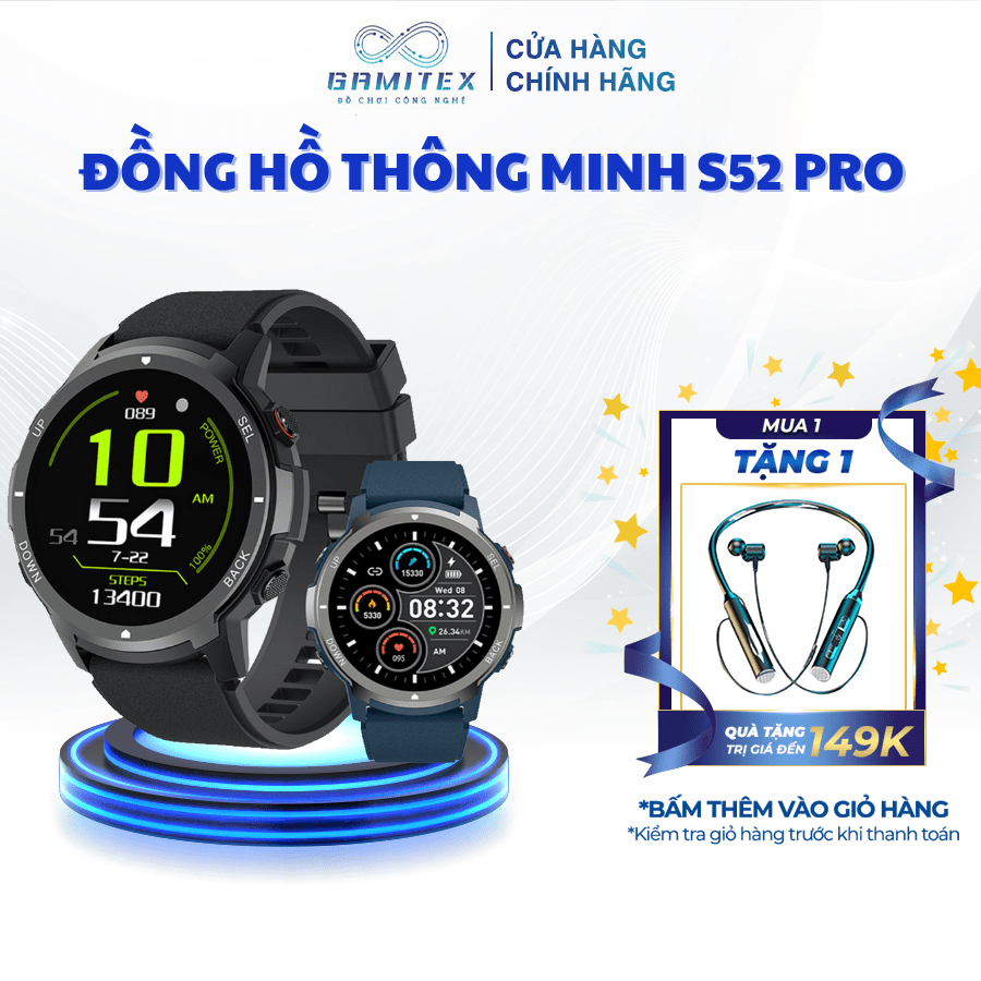 Đồng Hồ Thông Minh S52 Pro, Smart Watch nghe gọi thông minh,tập thể thao, đo nhịp tim[GD401]