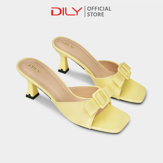Guốc nữ DILY quai đính nơ tinh tế êm chân, dép guốc thời trang mũi vuông tiện lợi cao 6cm AA0486
