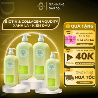 Dầu Gội Biotin Collagen Voudioty Xanh Lá 2024 Kiềm Dầu, Phục Hồi Tóc Hư Tổn 500ml/1000ml 