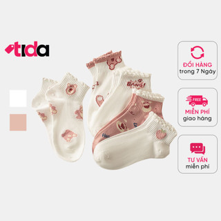 Tất Gấu Dâu Viền Bánh Bèo TIDA OFFICIAL TVA13