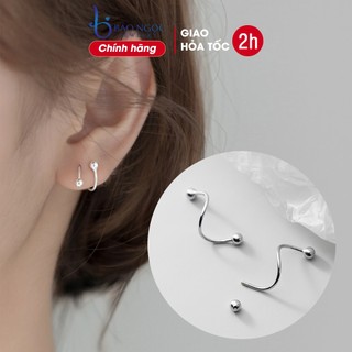 Khuyên tai bạc nữ 925 thiết kế vòng xoắn ôm vành đơn giản chốt vặn độc đáo - B2641 - Bảo Ngọc Jewlery