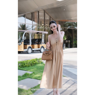 Đầm suông hai dây ly nút ngực
