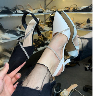 Giày cao gót đế cao, sục mũi nhọn gót đũa phối hậu dây xoàn - MÃ C03