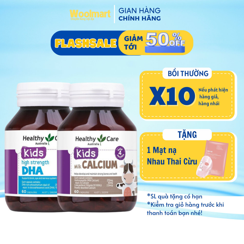 Healthy Care DHAvà Milk Canxi- Combo phát triển chiều cao