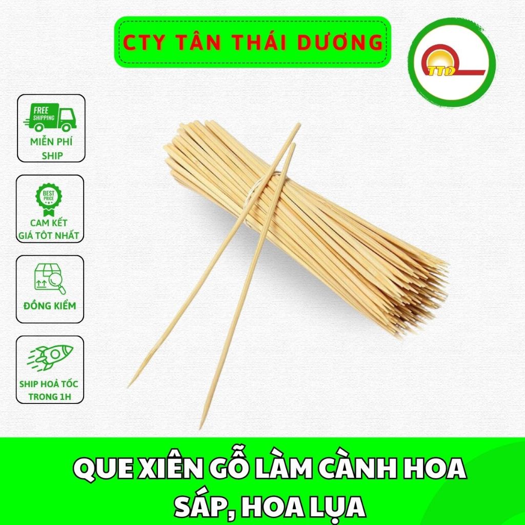 100Gram QUE XIÊN GỖ LÀM CÀNH HOA SÁP, HOA LỤA, HOA GIẤY