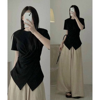 Áo thun tay cộc vạt chéo tôn eo chất cotton mềm đẹp