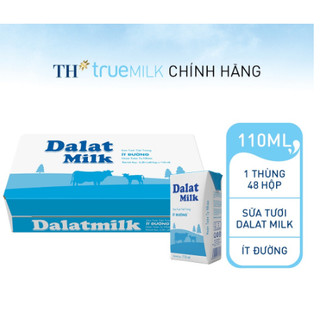 Thùng 48 hộp sữa tươi tiệt trùng ít đường Dalatmilk 110ml