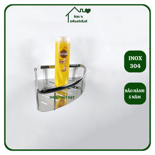 Kệ góc nhà tắm 1 tầng treo tường PHÁT ĐẠT Inox 304, kệ để đồ xà bông, giá để xà phòng phòng tắm