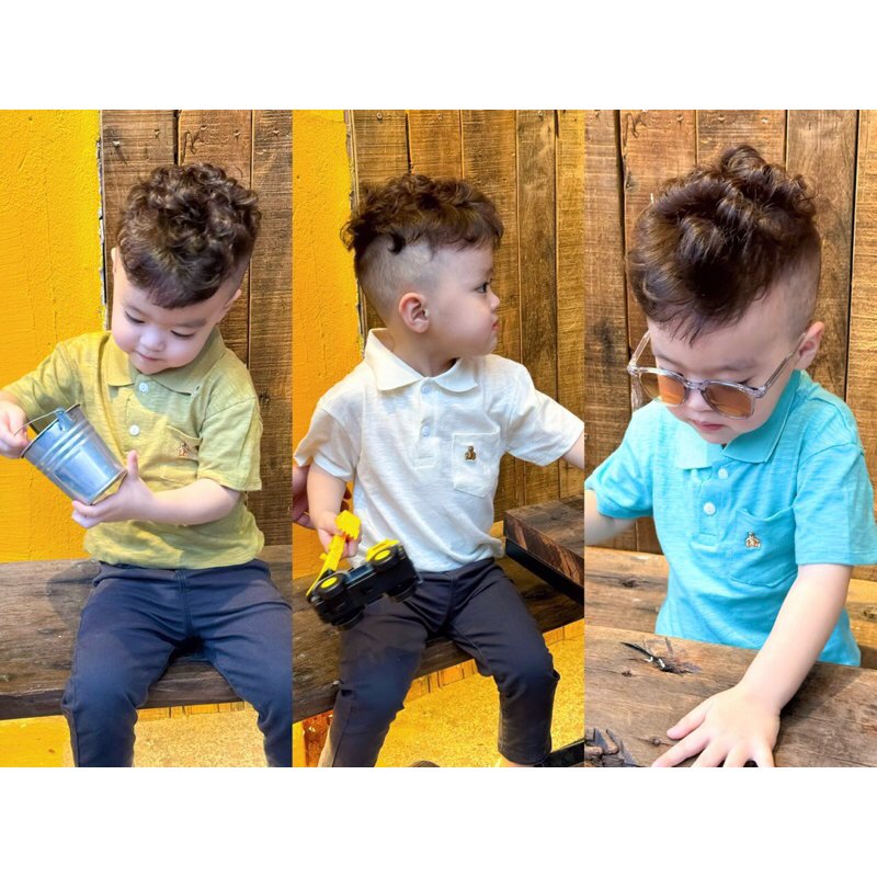 Set 3 áo polo gấu gờ a p bé trai