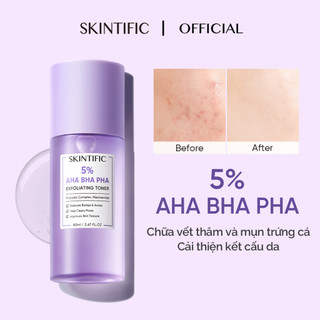 Toner tẩy tế bào chết 5% AHA BHA PHA SKINTIFIC 80ml