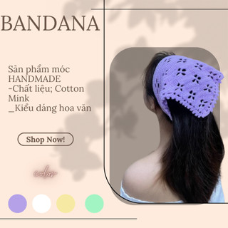 Khăn bandana móc len handmade đi biển xinh