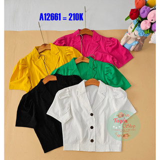 Áo sơ mi croptop cổ danton