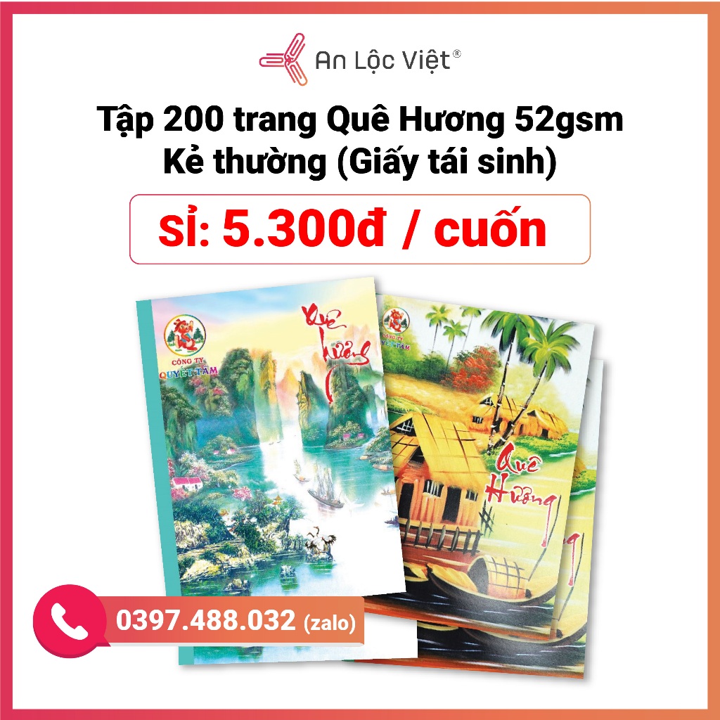 [RẺ NHẤT SÀN] Tập Vở Quê Hương 96 trang-200 trang định lượng 52gsm, loại tập học sinh có đường kẻ dùng từ thiện phổ biến