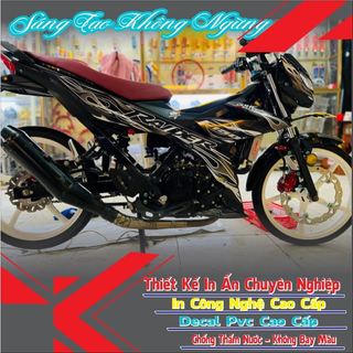 Nhãn dán hoa văn lửa trang trí cho xe raider in Decal trắng sữa cao cấp