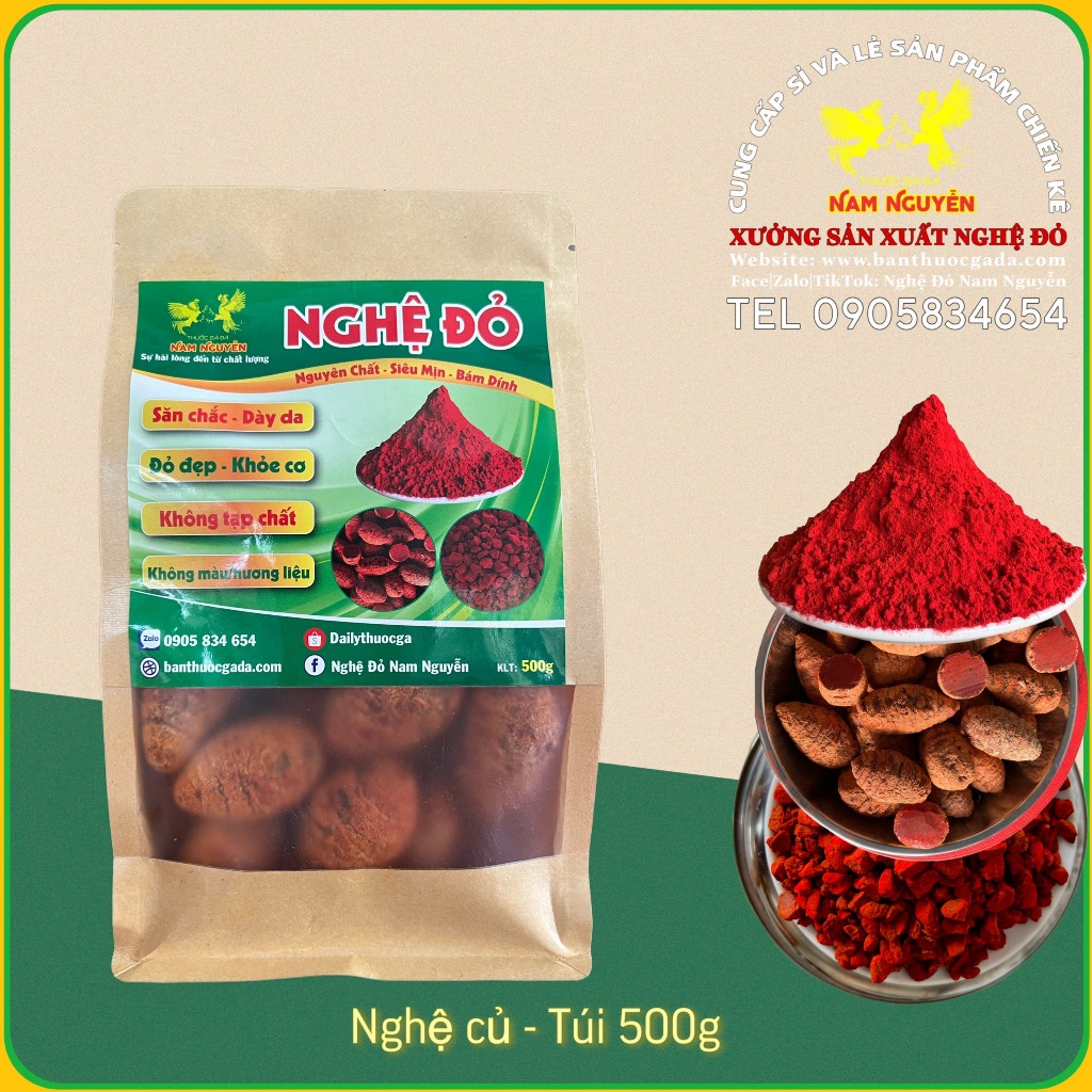 Nghệ đỏ Gà Đá (Dạng củ - Túi 500g) Nam Nguyễn
