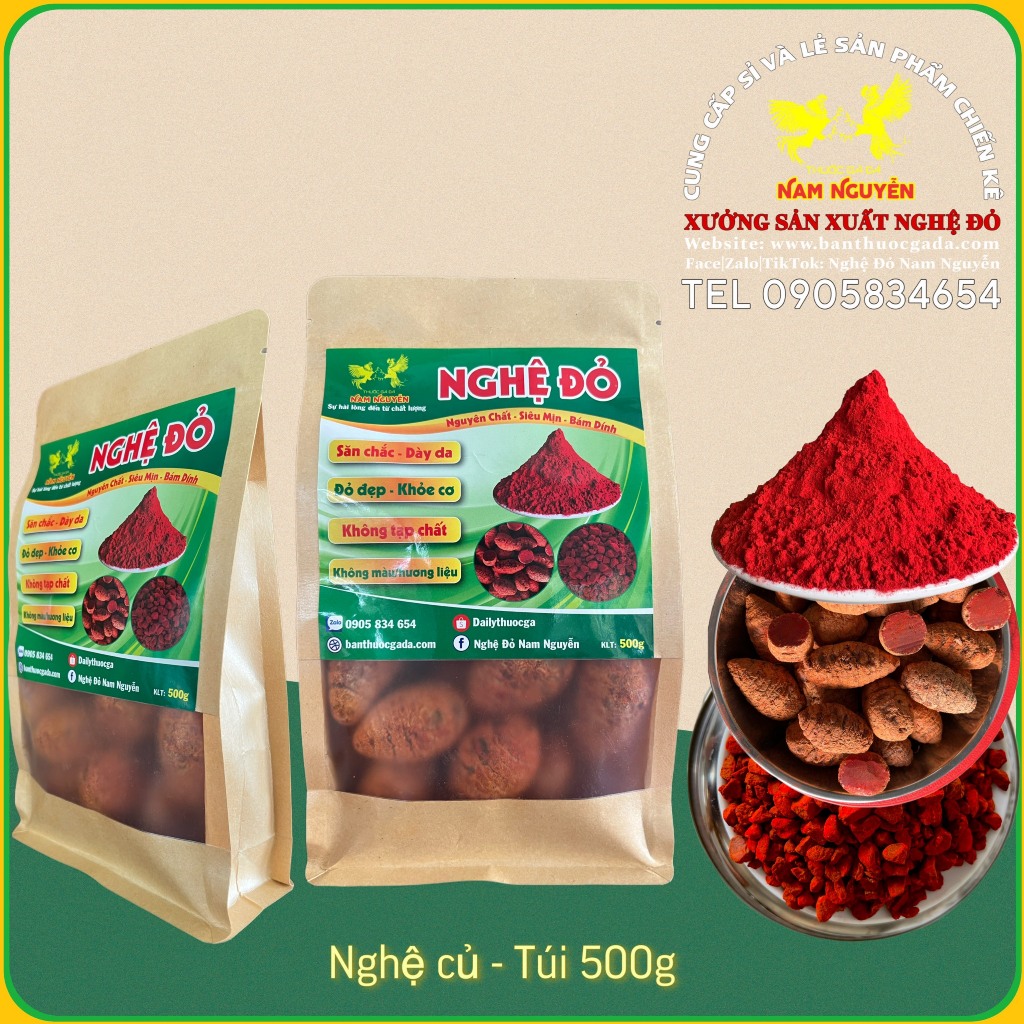 Nghệ đỏ Gà đá (Dạng củ - 1 Kg 2 túi) Nam Nguyễn