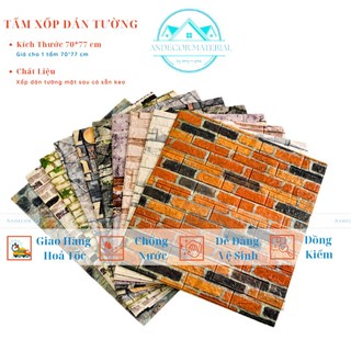 XỐP DÁN TƯỜNG 3D GIẢ ĐÁ 70x77 CM, MẶT SAU CÓ SẴN KEO