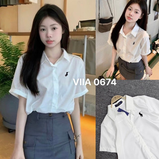 Sơ mi thêu ngựa ngắn tay an0674