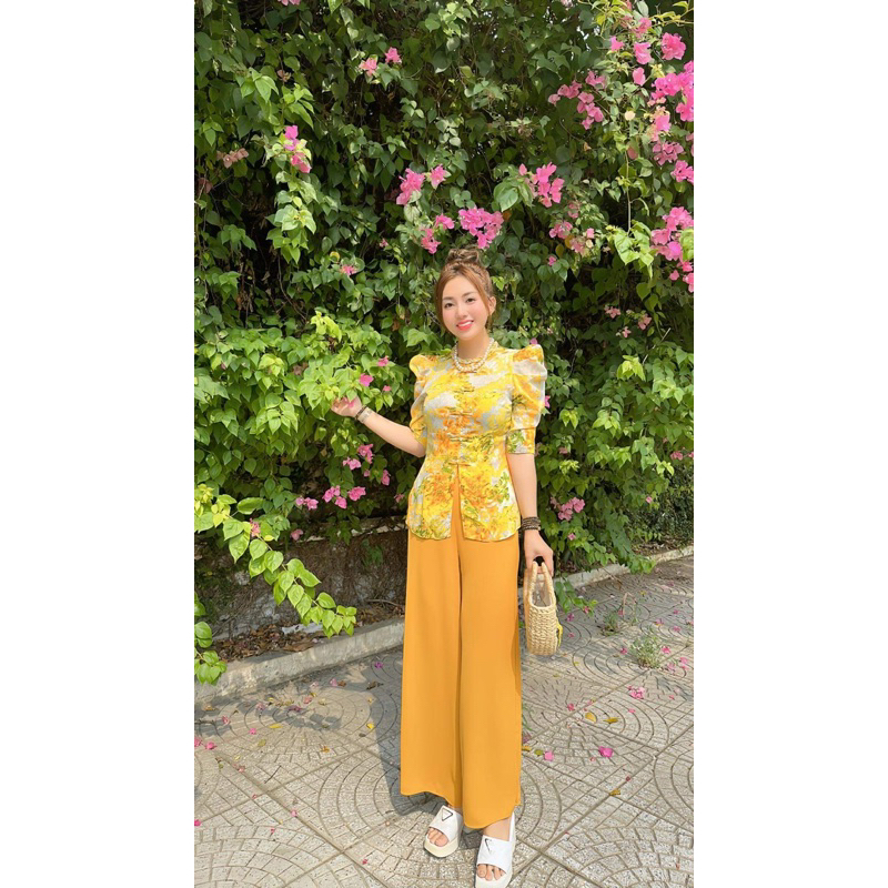 BỘ BÀ BA CỔ BÍNH TAY PHỒNG