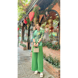 BỘ BÀ BA CỔ BÍNH TAY PHỒNG